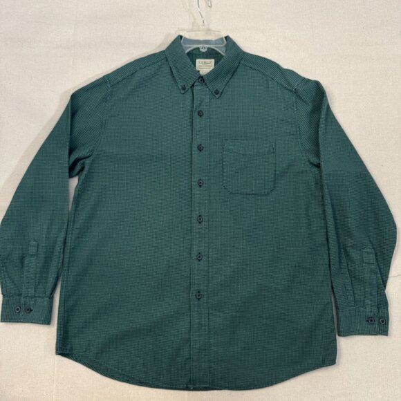 L.L. Bean Other - L.L. Bean Green Houndstooth Button Shirt Traditional Fit Long Sleeve L